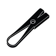Clothes Peg Icon Black Silhouette Vector Illustration Laundry Clip Clothespin Design