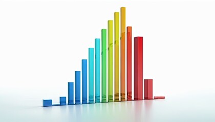 Fototapeta premium Vibrant Growth Bar Graph: A dynamic, multi-colored bar graph ascends, symbolizing growth and progress, with each bar a distinct shade, arranged in a visually appealing display.