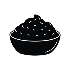 Hummus Bowl Vector Icon Appetizing Dip Food Isolated Silhouette Style