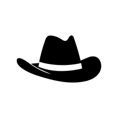 Cowboy Hat Vector Silhouette Isolated on White Background