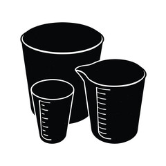 Black Silhouette Of Measuring Cups Set For Cooking And Baking Illustration