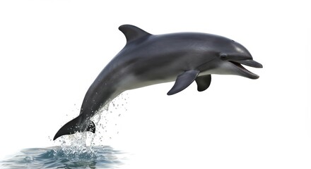 Fototapeta premium Dolphin Jumping Out of the Water in Clear Cutout Illustration