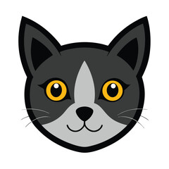 black and white cat head vector on white background.