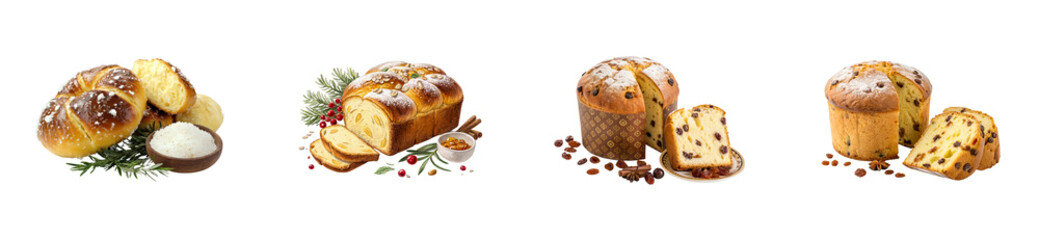 Baking delicious panettone treats home kitchen food cozy. Cut out png set
