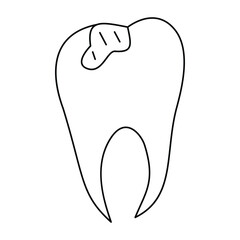 Tooth doodle illustration. Isolated on white background