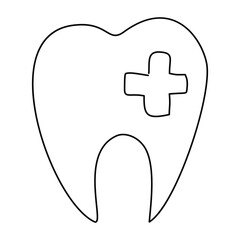 Tooth doodle illustration. Isolated on white background