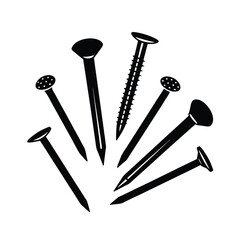 Assorted Nails And Screw Hardware Vector Illustration For Construction Projects
