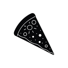 Simple Pizza Slice Black And White Icon Vector Illustration Food Design