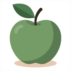 Flat design vector illustration of green apple
on white background.