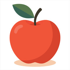 Flat design vector illustration of red apple
on white background.