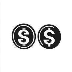 Obraz premium Two black dollar coin icons