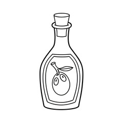Outline Drawing Of Oil Bottle With Olive Inside Of Frame For Kids
