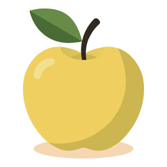 Flat design vector illustration of yellow apple
on white background.