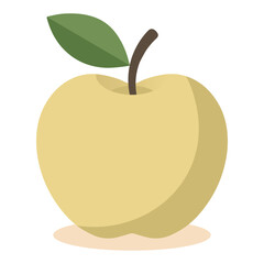 Flat design vector illustration of yellow apple
on white background.