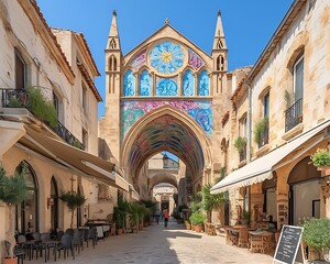 Fototapeta premium European Town Square Passage