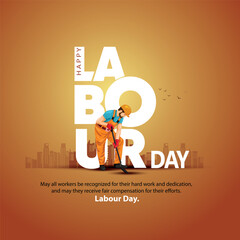 happy Labour day or international workers day abstract vector illustration. labor day and may day celebration design.