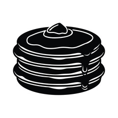 Pancake Stack With Syrup Monochrome Graphic Icon Breakfast Dessert Sweet Treat