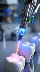 Dental nanorobots performing delicate microsurgery on gum tissue, removing diseased cells