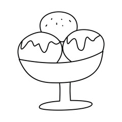Ice cream doodle.Isolated on white background