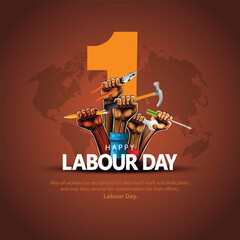 happy Labour day or international workers day abstract vector illustration. labor day and may day celebration design.