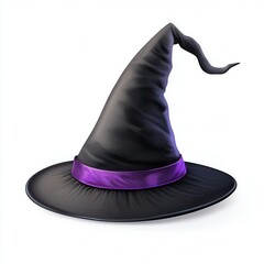 Witch's pointed hat, black with purple band