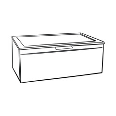 Storage Chest Illustration Black And White Minimalist Design Line Art Style