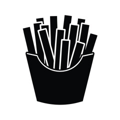 Minimalist Black And White French Fries Icon Illustration For Fast Food Concepts