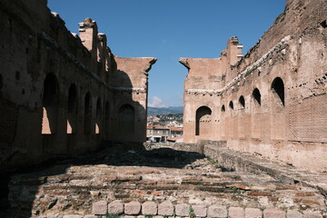 red basilica or red hall is a monumental ruined temple in the city of Pergamon . Temple was built during roman empire in the time of Hadrian unesco world heritage