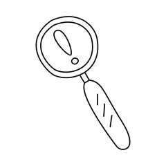 Magnifying glass doodle.Isolated on white background