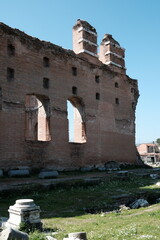 red basilica or red hall is a monumental ruined temple in the city of Pergamon . Temple was built during roman empire in the time of Hadrian unesco world heritage