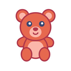 Naklejka premium Cute teddy bear icon in bright colors for playful designs 