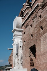 red basilica or red hall is a monumental ruined temple in the city of Pergamon . Temple was built during roman empire in the time of Hadrian unesco world heritage