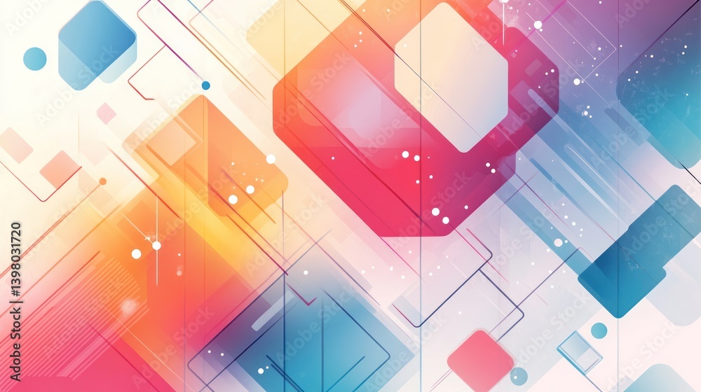 Poster abstract geometric composition featuring gradient filled shapes and interconnected lines creating a 