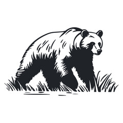 Silhouette of a bear walking on grass