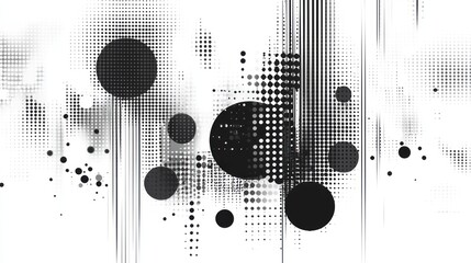 abstract monochrome composition featuring halftone patterns and geometric shapes creating a visually striking and modern aesthetic arrangement
