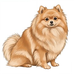 Fluffy Pomeranian Dog Sitting Calmly