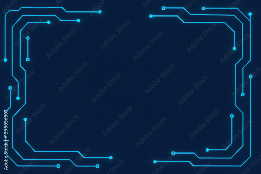 Poster This illuminated circuit pattern features glowing lines outlining the canvas creating a digital interface perfect for technology-related applications