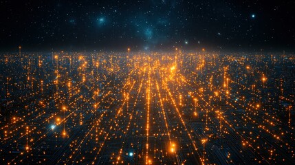 Futuristic Cityscape: A Digital Metropolis Under the Stars