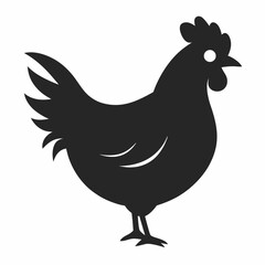 new style silhouette of hen on white background
