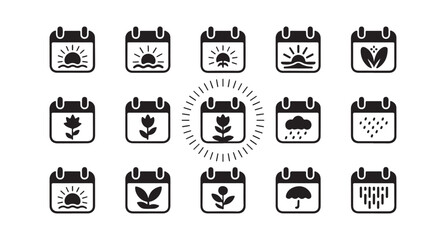 Simple Calendar Icons Showing Seasonal Changes
