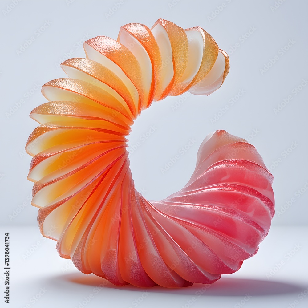 Poster a captivating abstract sculpture in warm colors. the spiral form is visually striking and evokes a s