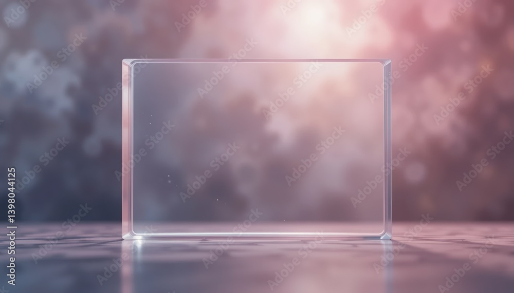 Poster elegant glass display block studio setting product photography soft bokeh background close-up perspe