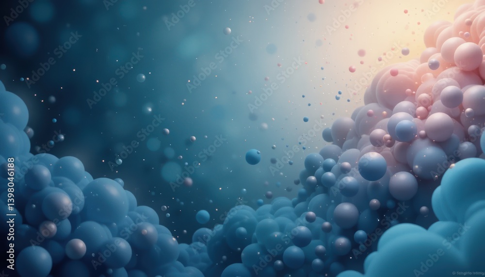 Poster dynamic colorful bubbles floating abstract background digital art vibrant environment close-up view 