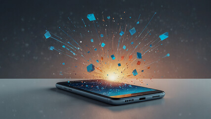Smartphone with Digital Explosion Concept Art