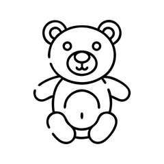 Teddy Bear Icon in Simple Line Art Style  