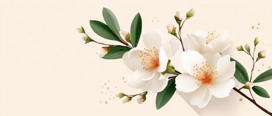 Obraz premium A delicate white flower blooms among vibrant green leaves, symbolizing spring and renewal.