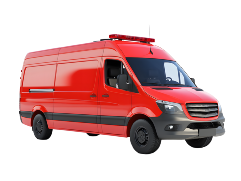 Red Emergency Response Van Ready for Action