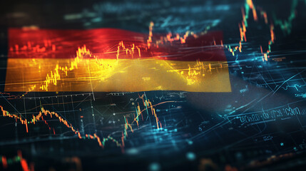 German Flag with Stock Market Charts, Representing Financial Concepts