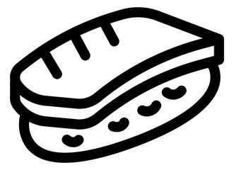 icon of salmon nigiri sushi representing Japanese cuisine or fresh seafood served with rice.