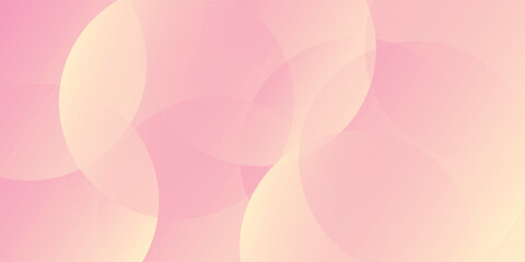 Minimalist banner background, pastel colorful, pink and yellow gradations. Circle effect style geometric vector eps10